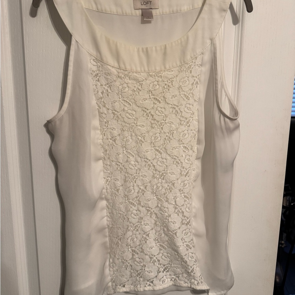 LOFT Women's White Lace Top